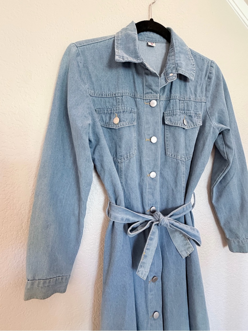 Vintage Light Wash Denim Shirt dress Size M - Picture 2 of 5